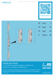 Assa Abloy MSL 24574PE-SV Assembly And Operating Instructions Manual