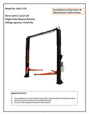 Stratus SAE-C15X Installation, Operation & Maintenance Instructions Manual