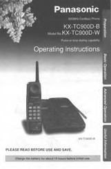 Panasonic KXTC900DB - CORDLESS 900 ANALOG Operating Instructions Manual