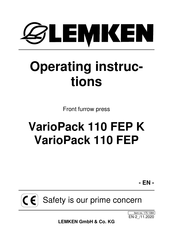LEMKEN VarioPack 110 FEP K Operating Instructions Manual