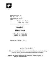 Forma Scientific 3980 Instruction Manual