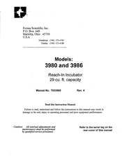 Forma Scientific 3980 Instruction Manual