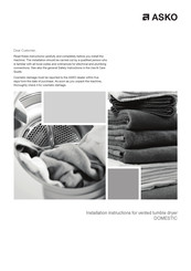 Asko T754 W Installation Instructions Manual