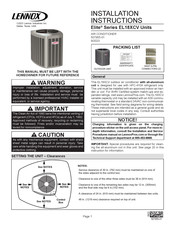 Lennox Elite EL18XCV Series Installation Instructions Manual