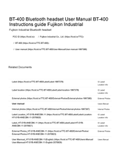 Fujikon BT-400 Instruction Manual