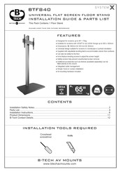 B-Tech BTF840 Installation Manual & Parts List