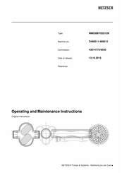 NETZSCH NM038BY02S12B Operating And Maintenance Instructions Manual
