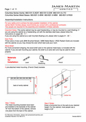 JAMES MARTIN VANITIES Columbia 883-B31.5-RGD Assembly/Installation Instructions