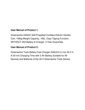 GreenWorks 7400007 Operator's Manual