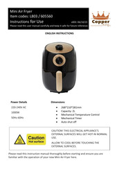 Copper King L803 Instructions For Use Manual