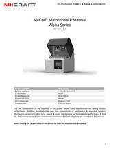 MiiCraft Alpha Series Maintenance Manual