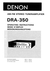 Denon DRA-350 Operating Instructions Manual