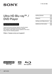 Sony Ultra HD Blu-ray UBP-X500 Operating Instructions Manual