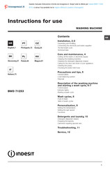 Indesit BWD 71253 Instructions For Use Manual