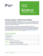 PREMIER TECH ECOFLO EL15 Series Owner's Manual