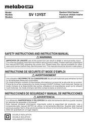 Metabo HPT SV 13YST Safety Instructions And Instruction Manual