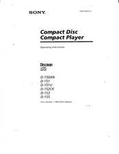 Sony Discman D-151 Operating Instructions Manual