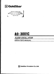 Goldstar A0-3001C Operator's Manual