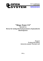 Open System Mega Tester V4 Technical Description And Instruction Manual