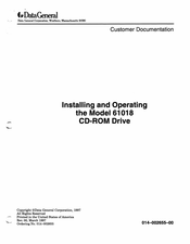 Data General 61018 Installing And Operating Instructions
