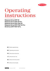 Fronius Robacta Drive CMT PAP W Pro Operating Instructions Manual