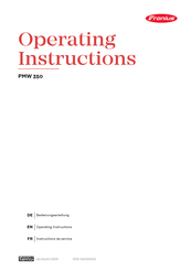 Fronius PMW 350 Operating Instructions Manual