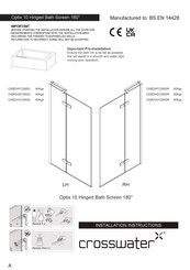 Crosswater Optix 10 Installation Instructions Manual