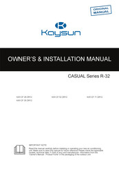 Kaysun KAY-CF 26 DR12 Owners & Installation Manual