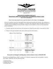 Falcon Ridge HO-P10005-FRDMRW01 Instructions For Installation And Care