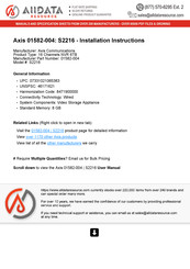 Axis 01582-004 Installation Instructions Manual