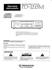 Pioneer PD-J215M Operating Instructions Manual