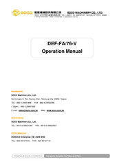 SOCO DEF-FA/76-V Operation Manual