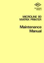 Oki MICROLINE 80 Maintenance Manual