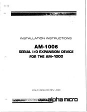 Alpha Micro AM-1000 Installation Instructions Manual