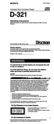 Sony Discman D-321 Operating Instructions Manual