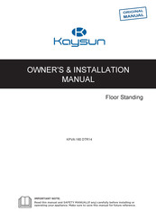 Kaysun KPVA-160 DTR14 Owners & Installation Manual