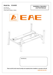 EAE EE-6435E Installation, Operation, And Parts Manual