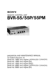 Sony BVR-55P Operation And Maintenance Manual