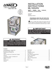 Lennox ML180UHV Installation Instructions Manual