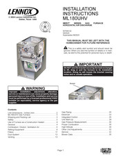 Lennox MERIT ML180UHV110V60C Installation Instructions Manual