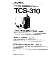 Sony TCS-310 Operating Instructions Manual