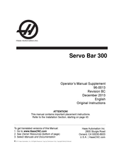 Haas Automation Servo Bar 300 Operator's Manual Supplement