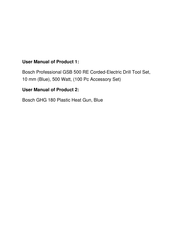 Bosch GSB 500 RE Professional Original Instructions Manual