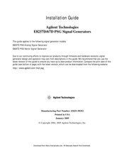 Agilent Technologies E8257D PSG Installation Manual