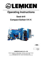 LEMKEN Compact-Solitair 9 K K Operating Instructions Manual