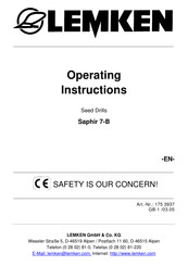 LEMKEN Saphir 7-B AutoLoad Operating Instructions Manual