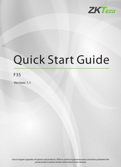 ZKTeco F35 Quick Start Manual