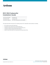 Artison RCC MK2 Series Installation Instructions Manual
