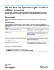 Tektronix RSA500A Installation And Safety Instructions