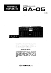 Pioneer SA-05 Operating Instructions Manual